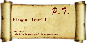 Pleyer Teofil névjegykártya